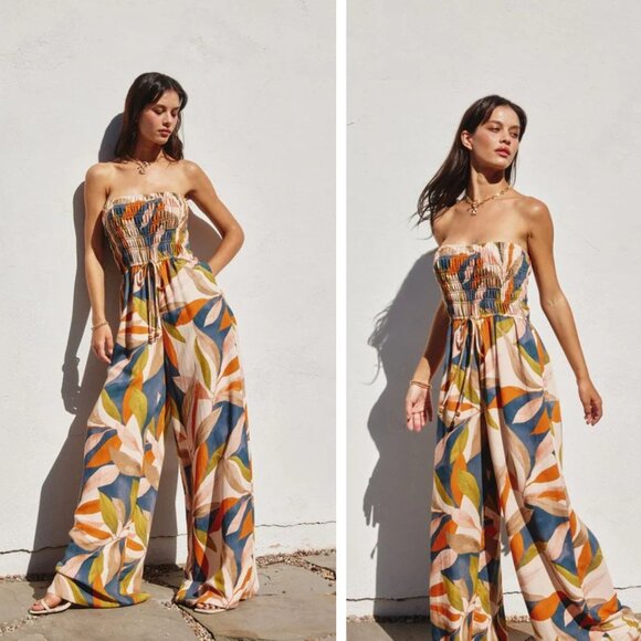 Dress Forum Multicolor Ember Smocked Jumpsuit Size Medium 41597 - Picture 1 of 15